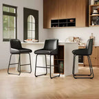 Tabourets de bar / 4, Tabourets de bar hauteur comptoir en cuir PU avec dossier et repose-pieds, Chaises de bar rembourrées pour salle à manger et îlot de cuisine