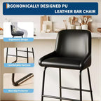 Tabourets de bar / 4, Tabourets de bar hauteur comptoir en cuir PU avec dossier et repose-pieds, Chaises de bar rembourrées pour salle à manger et îlot de cuisine