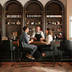 Tabourets de bar / 4, Tabourets de bar hauteur comptoir en cuir PU avec dossier et repose-pieds, Chaises de bar rembourrées pour salle à manger et îlot de cuisine