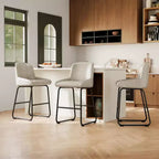Tabourets de bar / 4, Tabourets de bar hauteur comptoir en cuir PU avec dossier et repose-pieds, Chaises de bar rembourrées pour salle à manger et îlot de cuisine