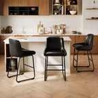Bar Stools Set of 3/ 4, PU Leather Counter Height Barstools with Back and Footrest, Upholstered Bar Chairs for Dining Room Kitchen Island
