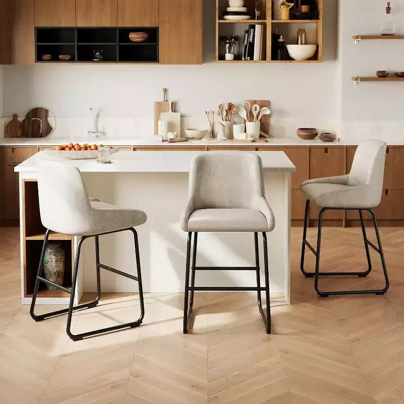 Tabourets de bar / 4, Tabourets de bar hauteur comptoir en cuir PU avec dossier et repose-pieds, Chaises de bar rembourrées pour salle à manger et îlot de cuisine