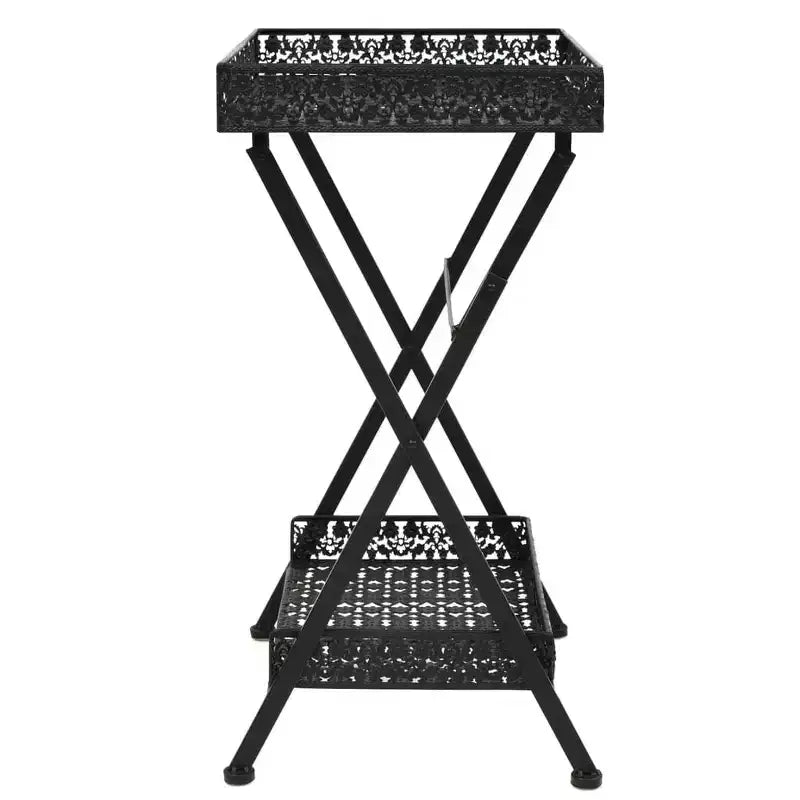 Table Basse Pliante en Métal Noir 22.8x13.8x28.3 po