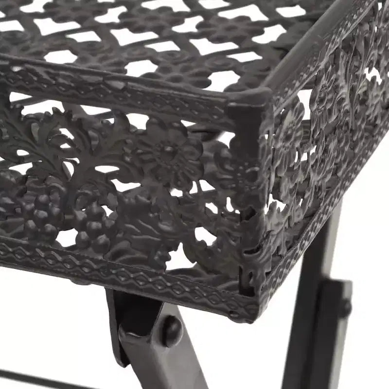Table Basse Pliante en Métal Noir 22.8x13.8x28.3 po