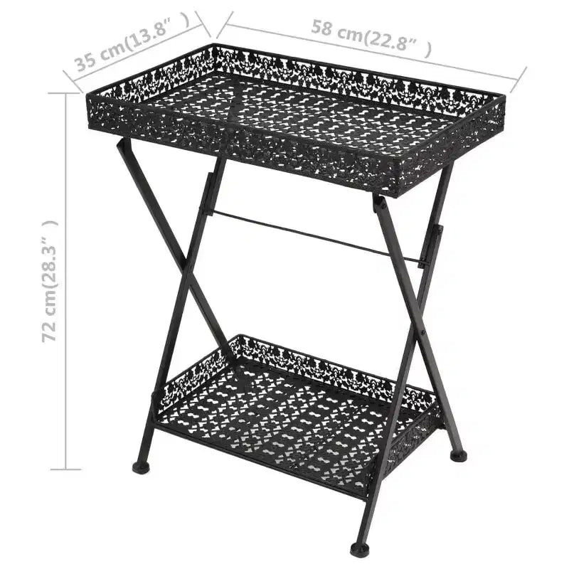 Table Basse Pliante en Métal Noir 22.8x13.8x28.3 po