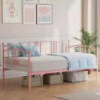 Lit de repos avec lit gigogne, lit de repos double en métal avec lit gigogne escamotable à 6 roulettes, canapé-lit avec support en acier pour salon, chambre à coucher, chambre d'amis