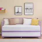 Lit de repos avec lit gigogne, lit de repos double en métal avec lit gigogne escamotable à 6 roulettes, canapé-lit avec support en acier pour salon, chambre à coucher, chambre d'amis