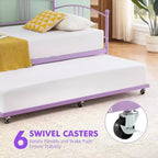 Lit de repos avec lit gigogne, lit de repos double en métal avec lit gigogne escamotable à 6 roulettes, canapé-lit avec support en acier pour salon, chambre à coucher, chambre d'amis