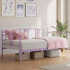 Lit de repos avec lit gigogne, lit de repos double en métal avec lit gigogne escamotable à 6 roulettes, canapé-lit avec support en acier pour salon, chambre à coucher, chambre d'amis