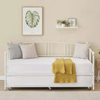 Lit de repos avec lit gigogne, lit de repos double en métal avec lit gigogne escamotable à 6 roulettes, canapé-lit avec support en acier pour salon, chambre à coucher, chambre d'amis