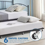 Lit de repos avec lit gigogne, lit de repos double en métal avec lit gigogne escamotable à 6 roulettes, canapé-lit avec support en acier pour salon, chambre à coucher, chambre d'amis