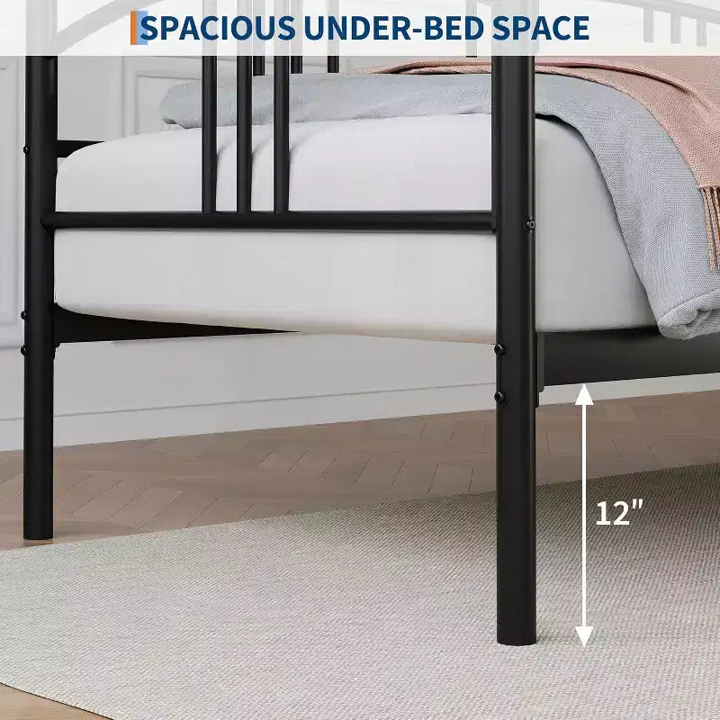 Lit de repos avec lit gigogne, lit de repos double en métal avec lit gigogne escamotable à 6 roulettes, canapé-lit avec support en acier pour salon, chambre à coucher, chambre d'amis