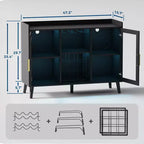 Meuble Bar à Vin Autoportant, Bahut de Cuisine et Buffet Bar à Café avec Porte-Verres, avec Porte Vitrée pour Salon, Salle à Manger