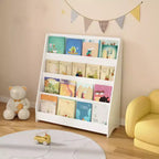 Étagère à livres et organiseur de rangement à 4 niveaux, bibliothèque à cinq couches, étagère à livres en bois, vitrine pour salle de jeux, salle de classe, école