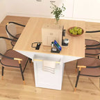 Grand îlot de cuisine avec 2 abattants, desserte de cuisine roulante sur 5 roulettes, table à manger pliante avec rangement, support à épices et porte-serviettes, 3 tiroirs