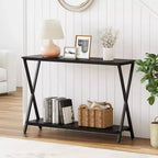Console étroite avec étagères, Table de canapé de ferme à 2 niveaux, Table d'entrée pour couloir, salon, chambre, Table de rangement derrière le canapé