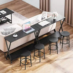 Console étroite avec étagères, Table de canapé de ferme à 2 niveaux, Table d'entrée pour couloir, salon, chambre, Table de rangement derrière le canapé
