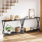 Console étroite avec étagères, Table de canapé de ferme à 2 niveaux, Table d'entrée pour couloir, salon, chambre, Table de rangement derrière le canapé