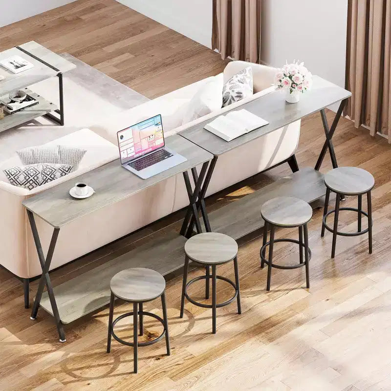 Console étroite avec étagères, Table de canapé de ferme à 2 niveaux, Table d'entrée pour couloir, salon, chambre, Table de rangement derrière le canapé