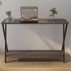 Console étroite avec étagères, Table de canapé de ferme à 2 niveaux, Table d'entrée pour couloir, salon, chambre, Table de rangement derrière le canapé