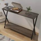 Console étroite avec étagères, Table de canapé de ferme à 2 niveaux, Table d'entrée pour couloir, salon, chambre, Table de rangement derrière le canapé