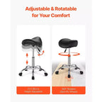Siège de selle ergonomique avec roulettes, Chaise roulante réglable en hauteur, Capacité de 204 kg
