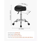 Siège de selle ergonomique avec roulettes, Chaise roulante réglable en hauteur, Capacité de 204 kg