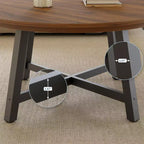 Table Basse Ronde Moderne de 36'', Table Centrale en Bois avec Pieds en Métal et Patins Réglables, Table d'Appoint pour Salon, Chambre et Bureau