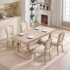 Chaises de salle à manger de style campagnard français, dossier en éventail rembourré, sculpture filaire, démontable, beige