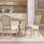 Chaises de salle à manger de style campagnard français, dossier en éventail rembourré, sculpture filaire, démontable, beige