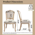 Chaises de salle à manger de style campagnard français, dossier en éventail rembourré, sculpture filaire, démontable, beige