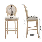 30 chaises de bar de style campagnard, dossier rond capitonné, sculpture filaire, démontables, beiges
