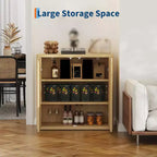 Buffet en bois de 34 po avec rangement, meuble de bar à café pour entrée, armoire basse cannelée avec étagères réglables, table console média pour salon